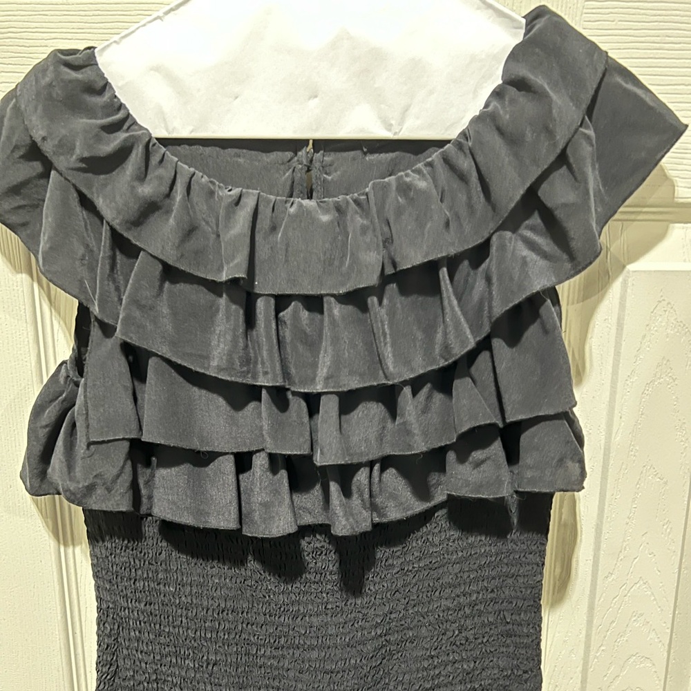 Forever 21 Black Ruffled Blouse 100% Silk